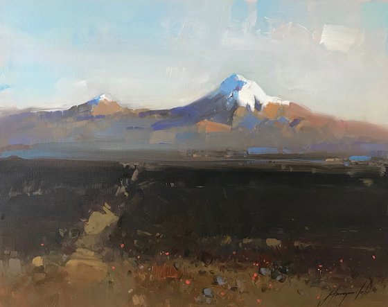 Ararat Mountain, Original oil painting, Handmade artwork, One of a kind