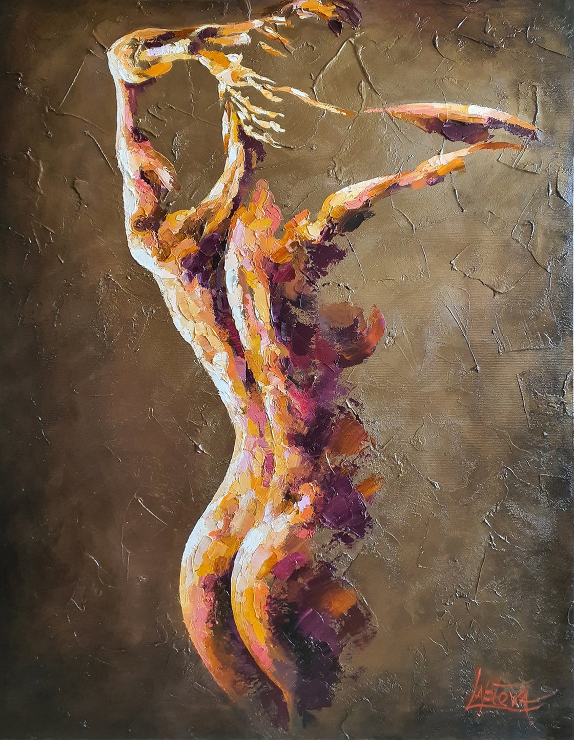 Painting Bather, nude girl naked woman Oil painting by Viktoria Lapteva |  Artfinder