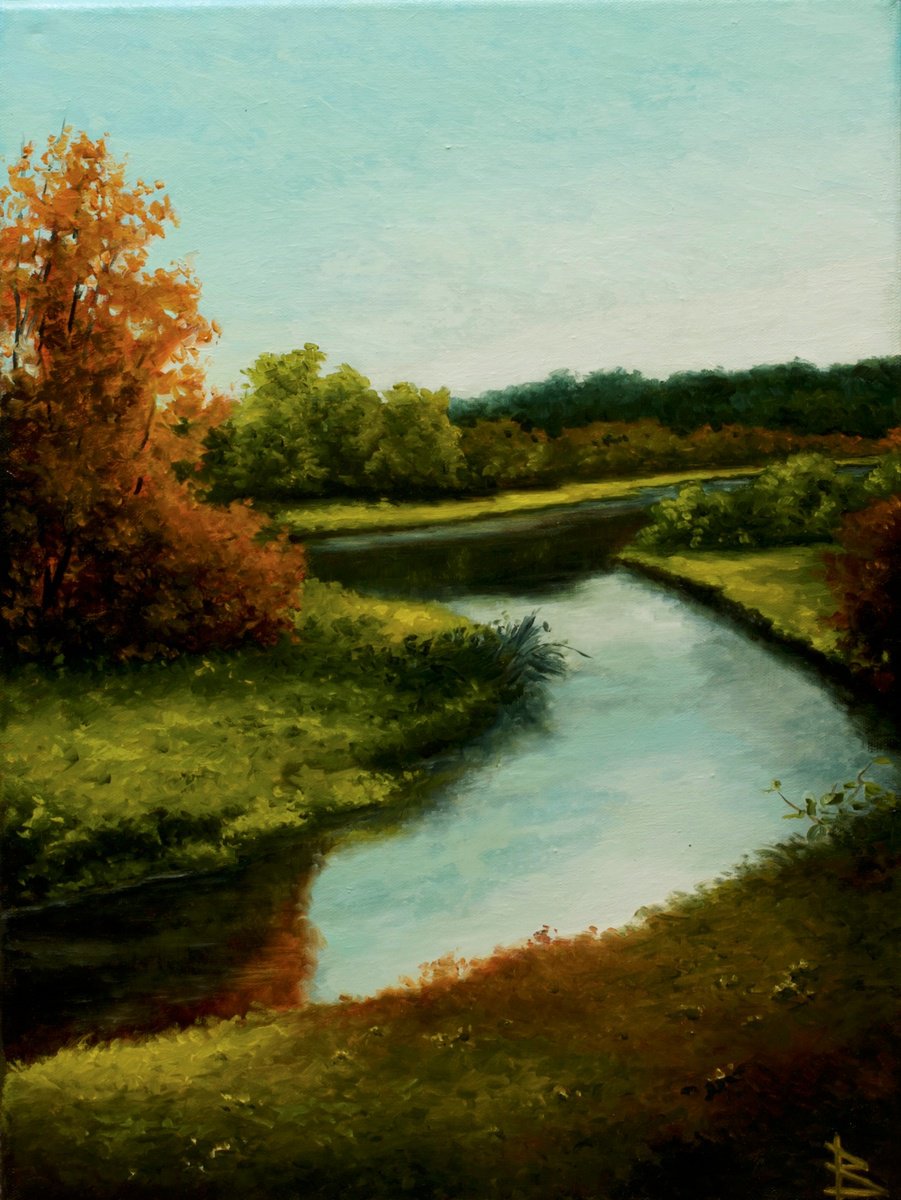 Landscape Oil Painting By Oleg Baulin, 12 X 16", Colorful Autumn, Original Artwork