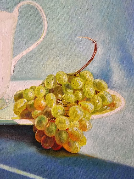 "Morning still life with grapes."   still life  liGHt original painting  GIFT (2022)