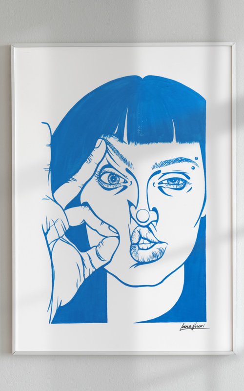 Portrait of a woman with OK sign Painting by Lana Nuori