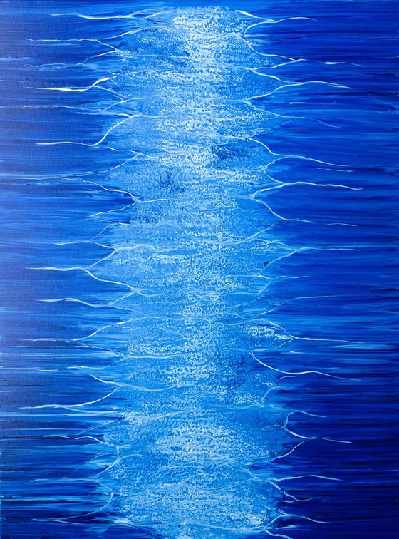 On your tail - seascape on deep edge cotton canvas, unique frothing technique, ready to hang, 60x80cm