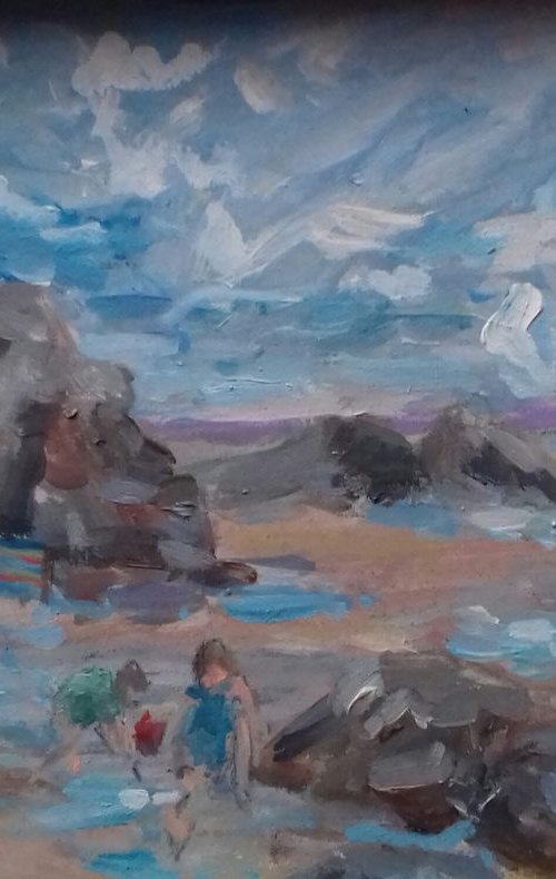 Children On The Beach, Putsborough by Ann Kilroy