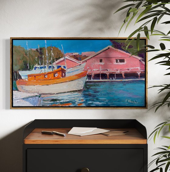 Orange Boat and Pink House