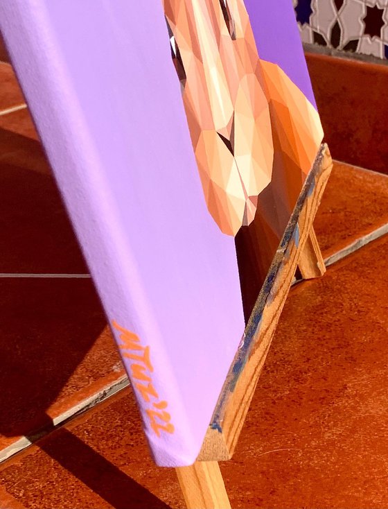 BEIGE RABBIT ON LILAC