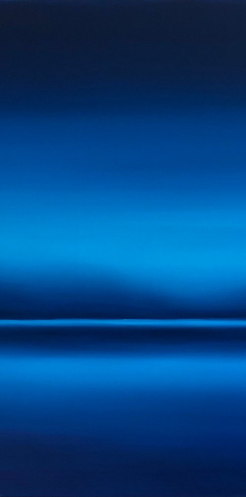 Night lake in Ukraine - Blue abstract by Nataliia Krykun
