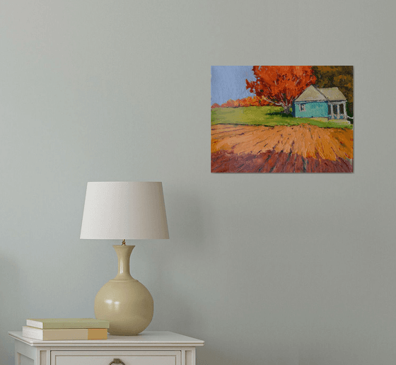 Farmhouse In Vermont, autumn landscape