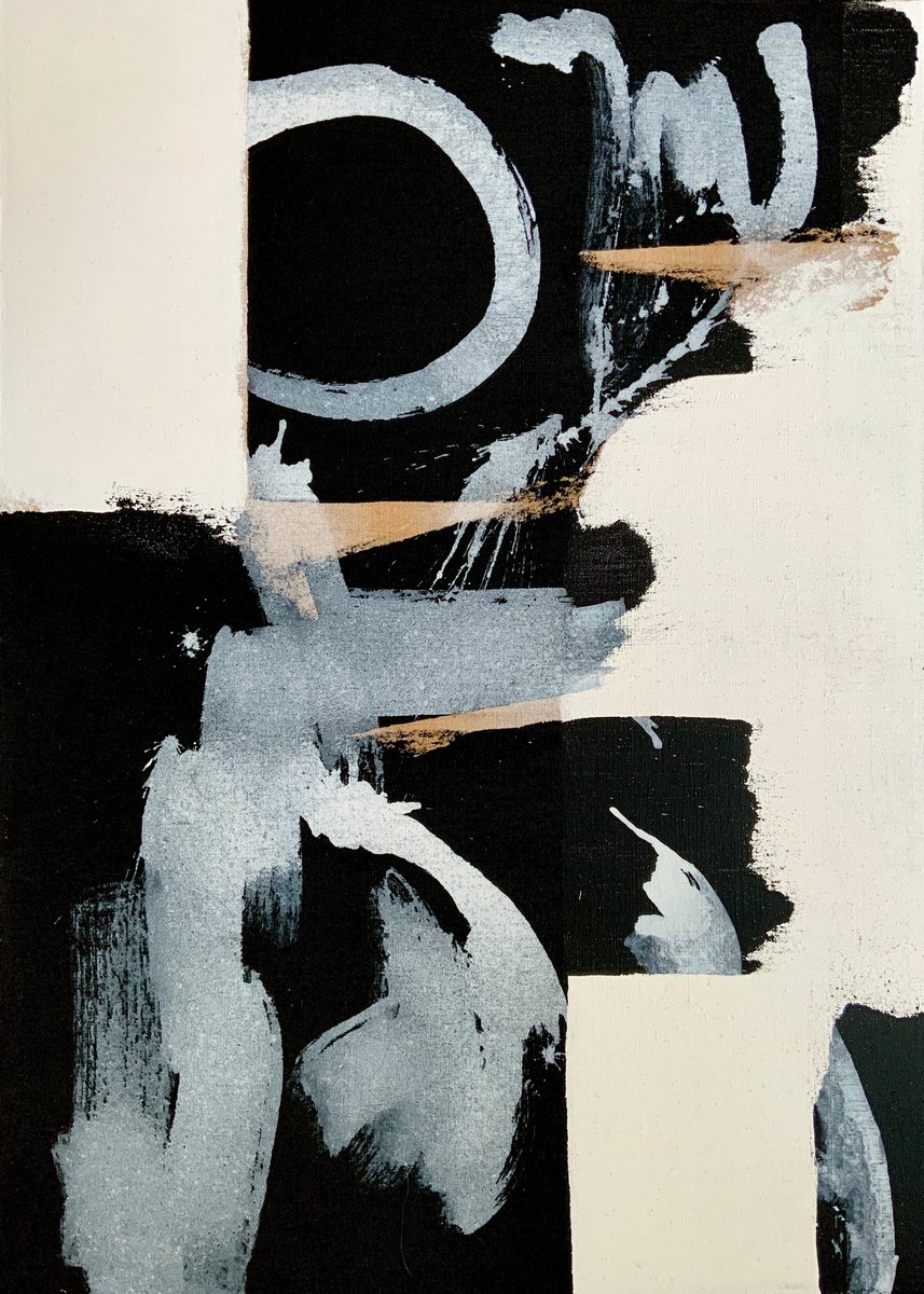 Abstraction No. 2622 -2 black & white XL by Anita Kaufmann
