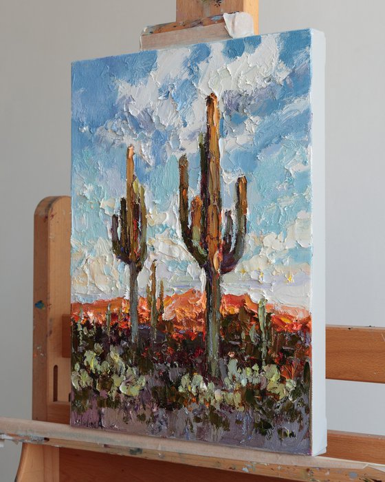 Saguaros at Sunset