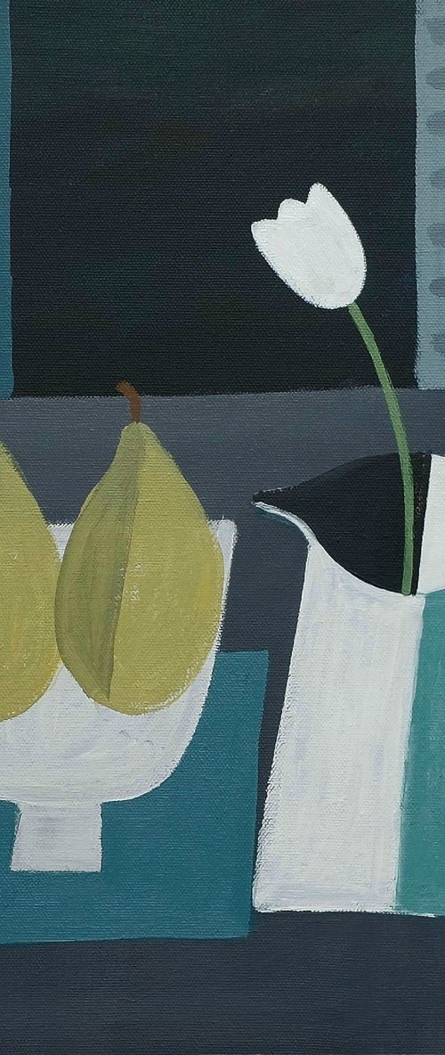 Three Pears & A Tulip by Jan Rippingham