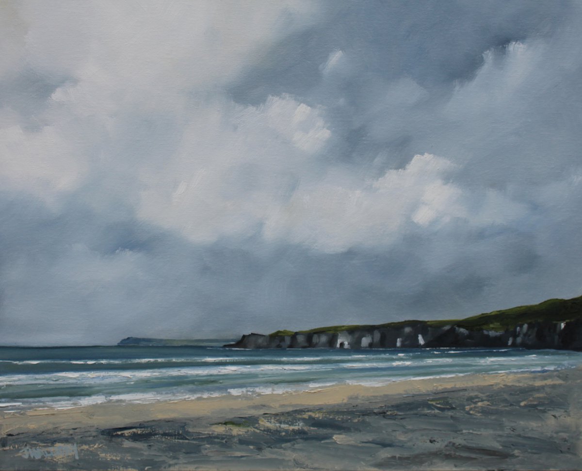 Impressionistic Landscape Oil Painting By John Halliday, 20 X 16, White Rocks Beach, Ireland, Original Artwork