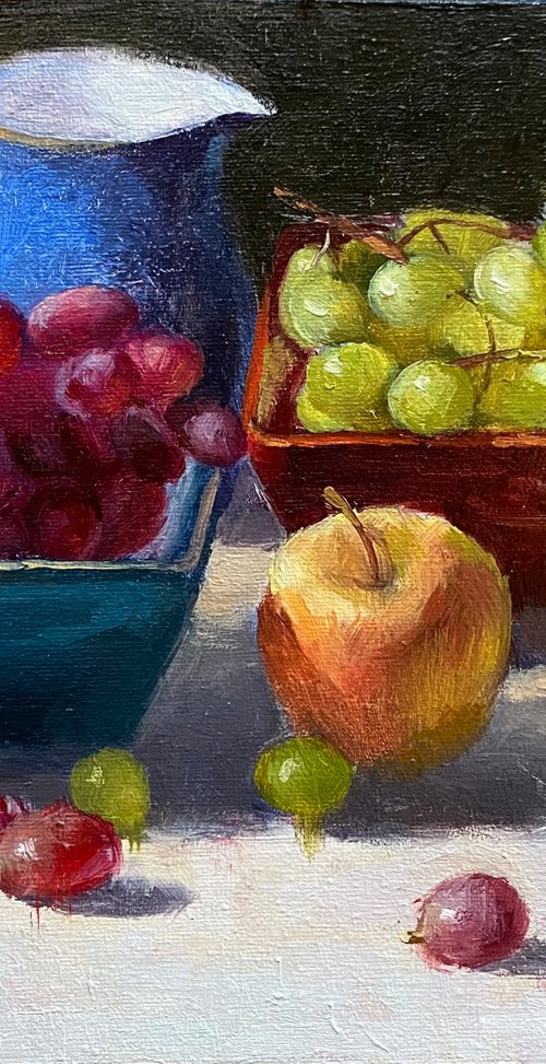 Still Life with Apples and Grapes by Ling Strube
