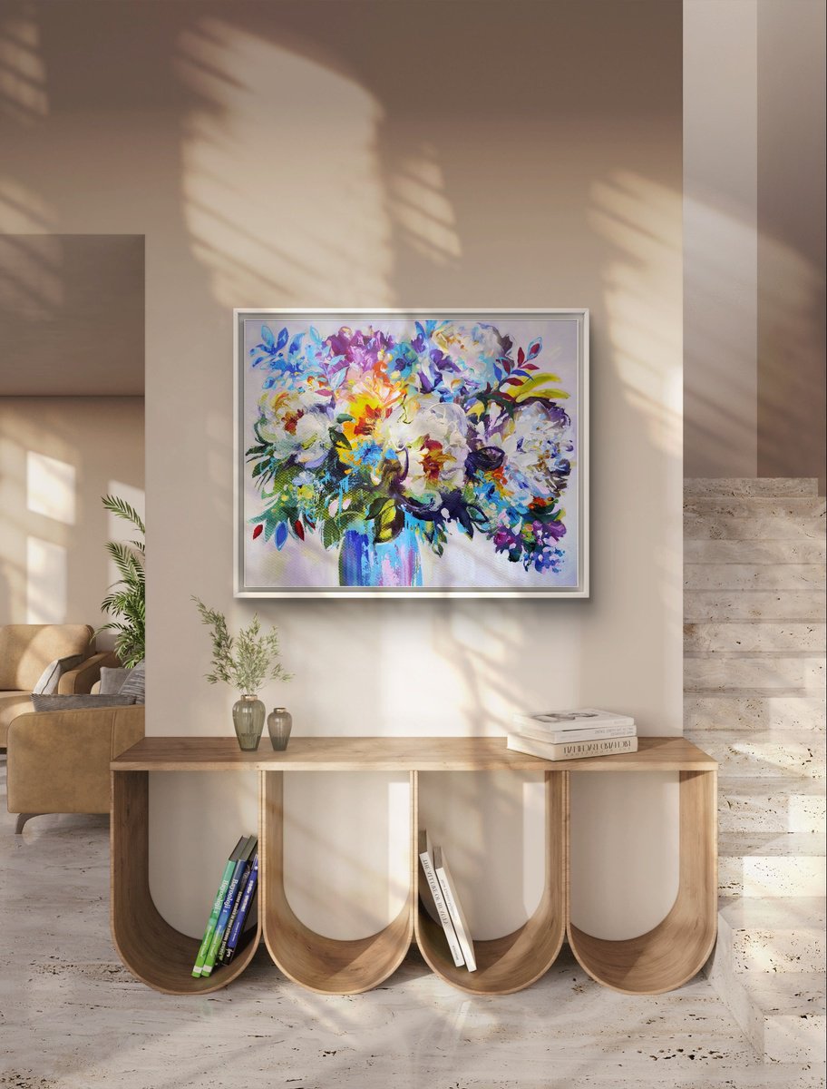 Impressionistic Botanical Acrylic Painting By Anna Cher, 39 X 31, Brushstrokes Of Spring #378, Original Artwork