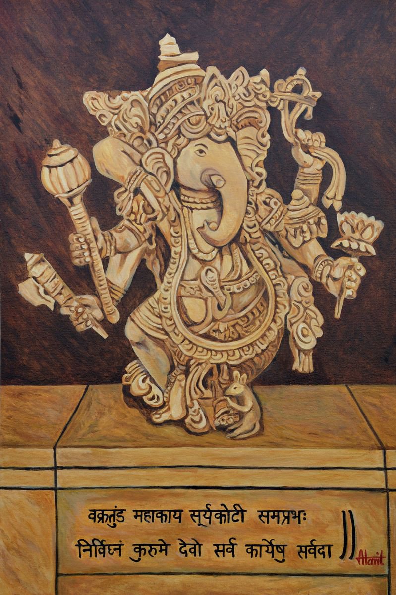 Impressionistic Portrait Oil Painting By Ajay Harit, 24 X 36, Ganesha Vinayak, Original Artwork