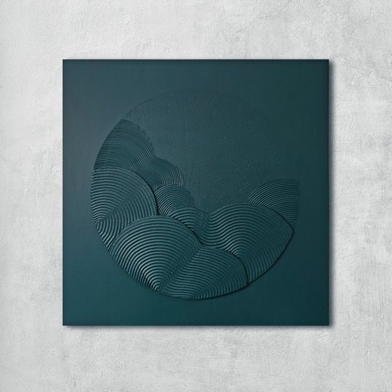 "Teal Waves" Abstract teal textured art