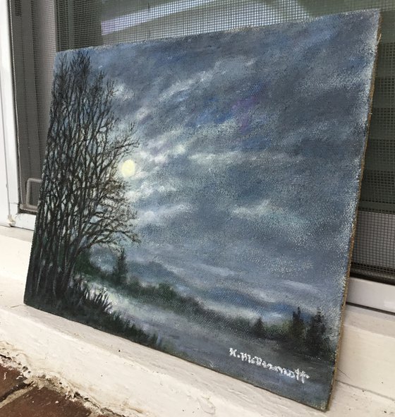 Fog and Moonlight - oil 8X10 (SOLD)