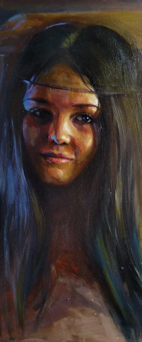 Girl portrait(40x50cm, oil painting, ready to hang) by Kamsar Ohanyan