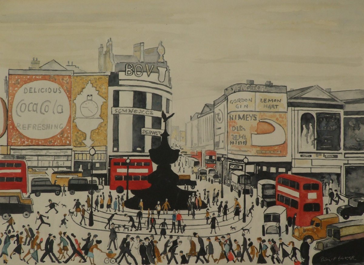 Piccadilly Circus after Lowry by Philip Baker