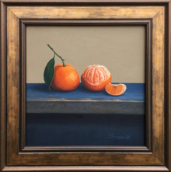 Still life-mandarin (25x25cm, oil painting, ready to hang)