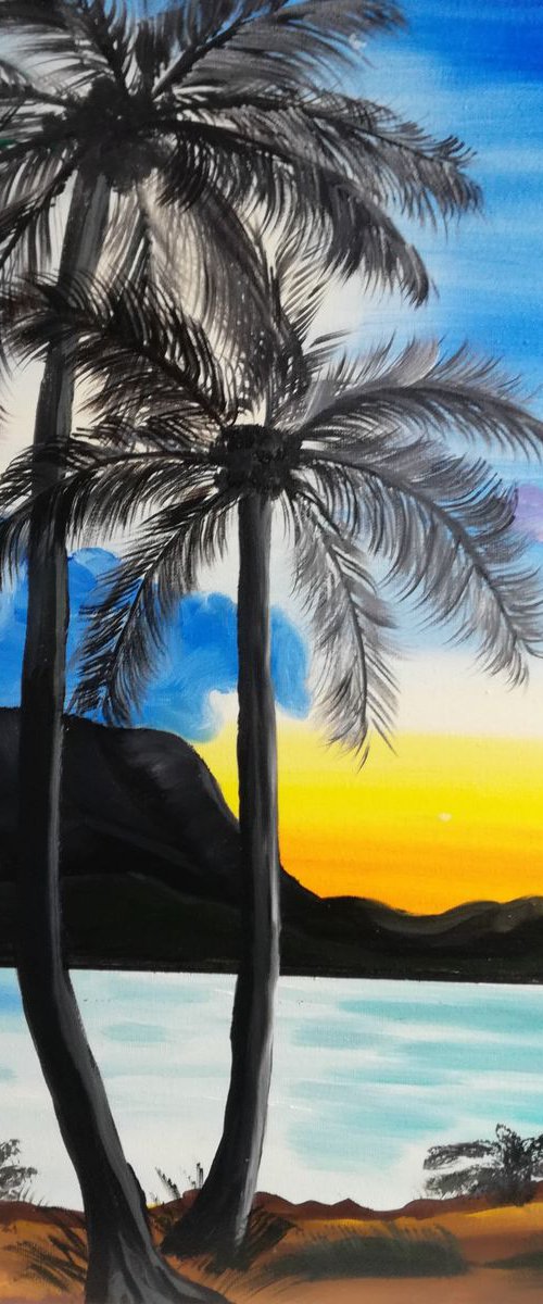 Palms on the beach by Nataliia Plakhotnyk