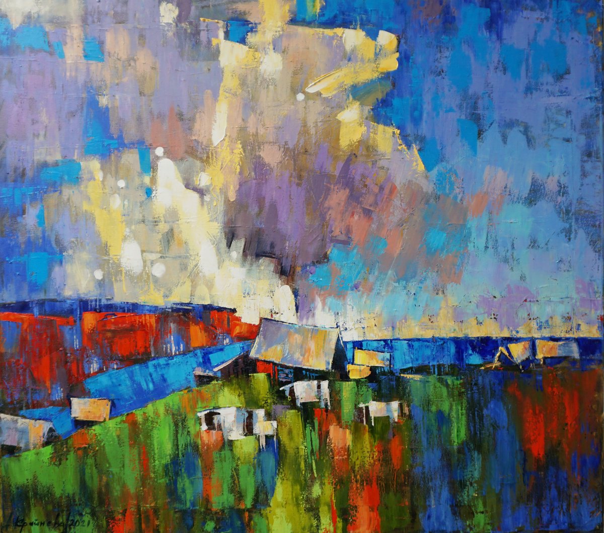 Impressionistic Landscape Oil Painting By Anastasiia Kraineva (Masniuk), 39 X 35, August, Original Artwork