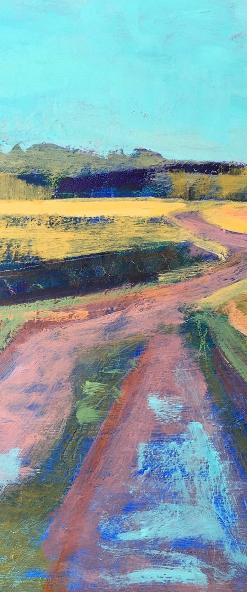 Curve.  Colourful landscape original painting. by Chrissie Havers