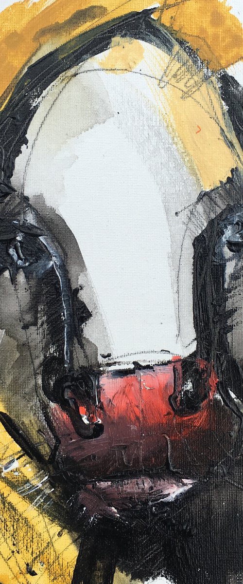 Sunny Boy - Original Cow Painting by Irina Rumyantseva