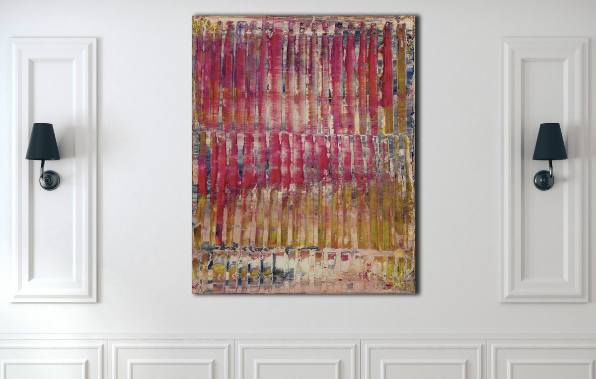 Abstract Acrylic Painting By Nestor Toro, 16 X 20", Pink Spectra And Lights 3, Original Artwork