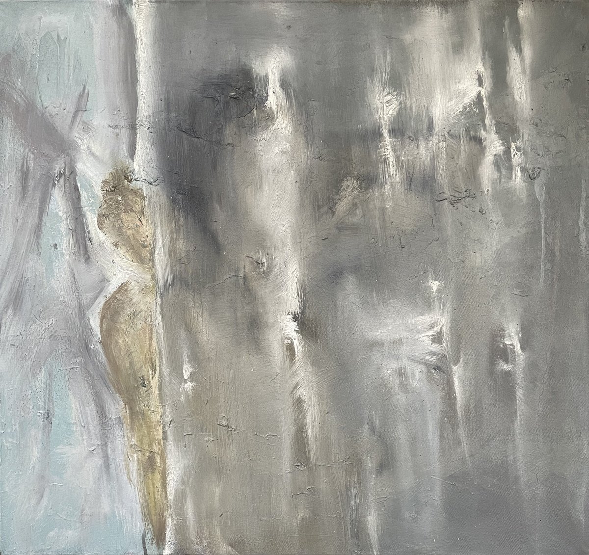 Abstract Portrait Oil Painting By Zakhar Shevchuk, 31 X 31", Hide And Seek, Original Artwork