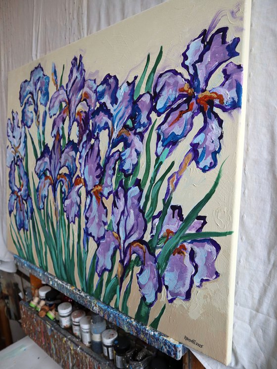 Irises on Cream