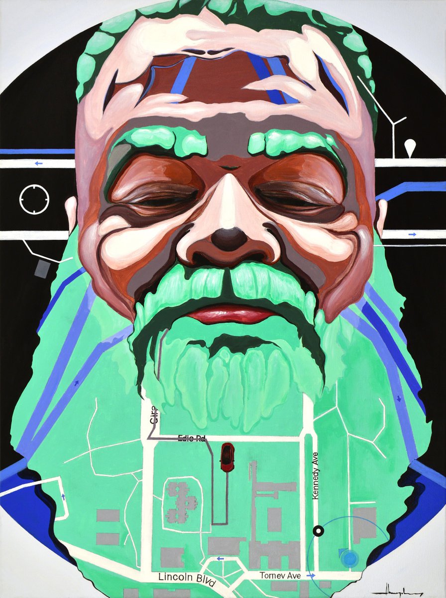 Urban And Pop Portrait Acrylic Painting By Alex Nizovsky, 30 X 40, The Pickup Point, Original Artwork