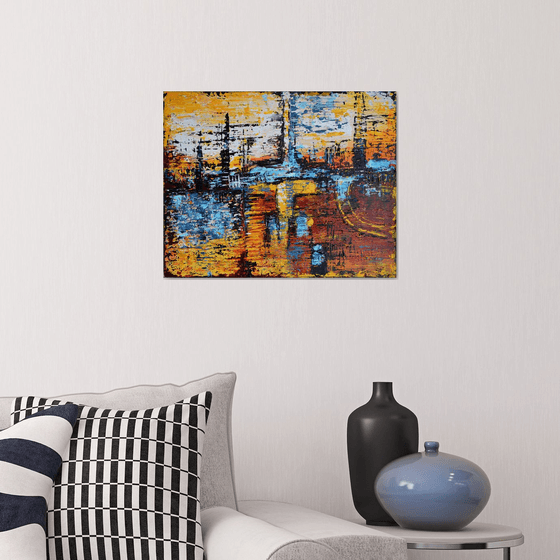 Construction Site - Modern abstract Palette knife Urban art Gift idea