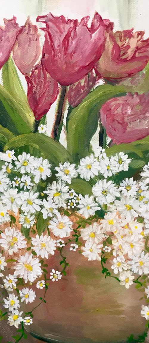 Tulips and daises by Elisabetta Mutty