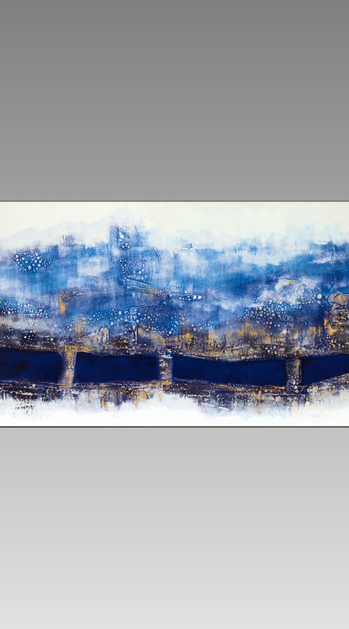 Behind the Golden Bridge  - Abstract Art - Acrylic Painting - Canvas Art - Abstract Painting - Industrial Art by Edelgard Schroer