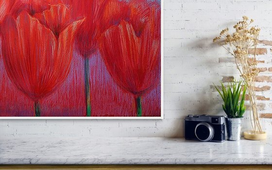 Red Tulips on Red