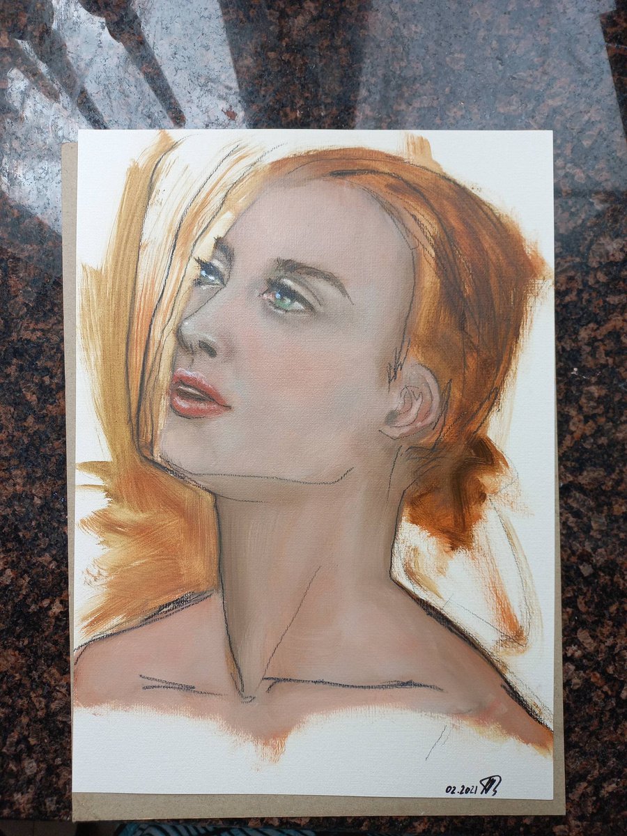 Trust. Woman oil portrait. Etude style. 38 x 27 cm/ 15 x 10.6 in by Tatiana Myreeva