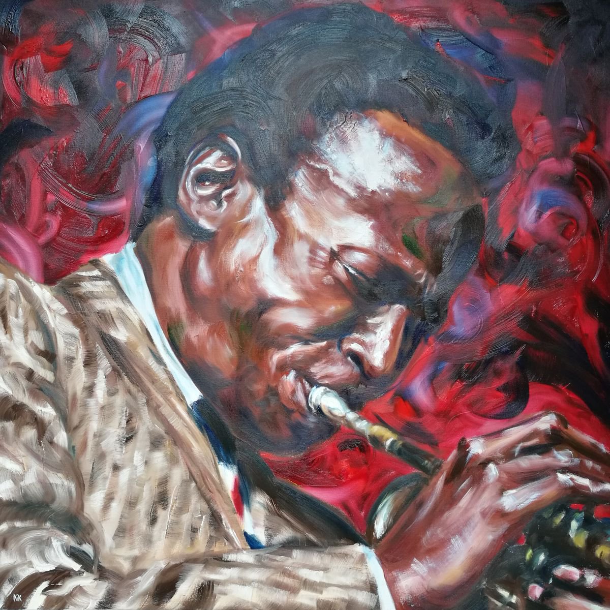 Expressive Oil Painting , Miles By Nick Pike, 36 X 36, Artwork For Sale On Artfinder