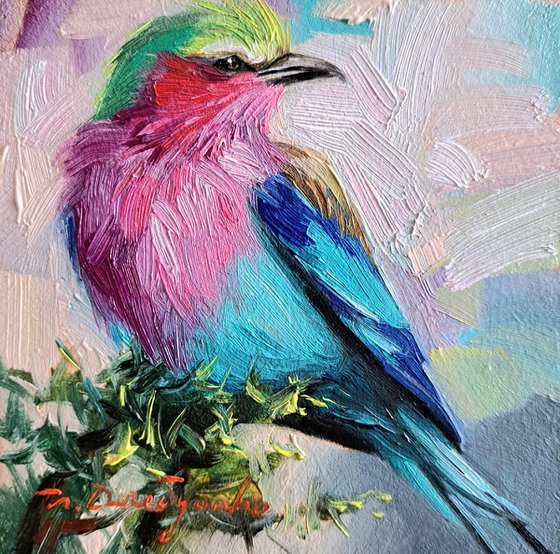 Lilac-breasted Roller bird painting