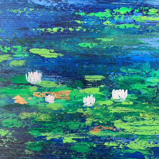 Abstract Water lily pond -3 ! A4 Painting on paper