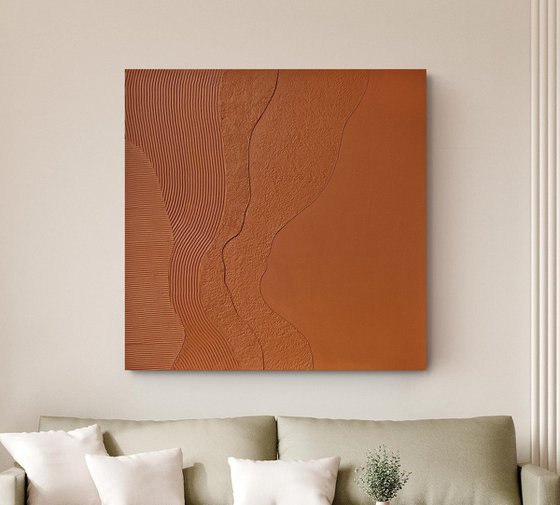"Nulla 2" Terracotta textured abstract art