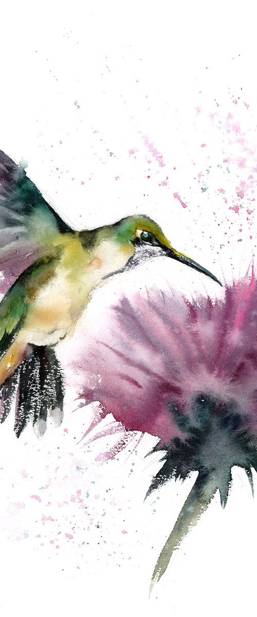 Flying Hummingbird and Flower by Olga Tchefranov (Shefranov)