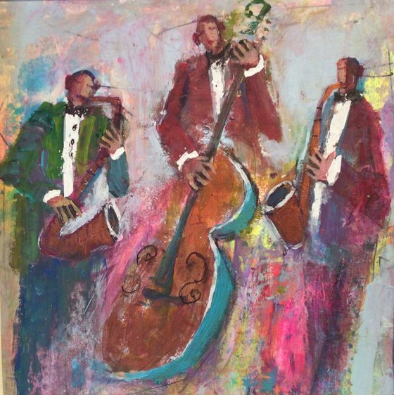 Three Musician Paintings Framed.  LOVE SONGS.