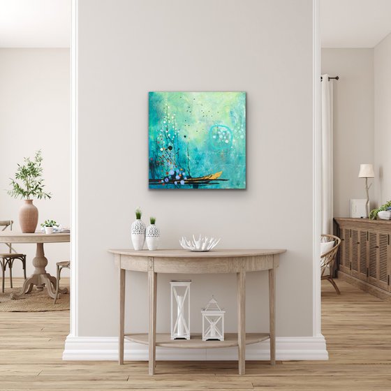 Dans le bruissement du matin - Original abstract landscape on canvas - Ready to hang