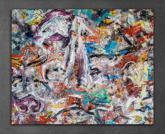 - DONU - (H)96x(W)120 cm. Style of Willem de Kooning. Abstract Expressionism Painting