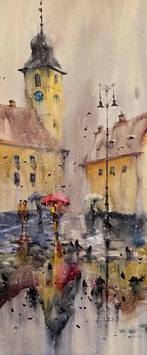 Sold Watercolor “Transilvania. Sibiu” perfect gift by Iulia Carchelan