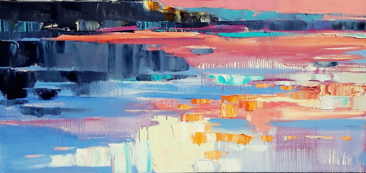 Sunset On The Lake. By Lesya Ros, 37 X 18, Artwork For Sale On Artfinder