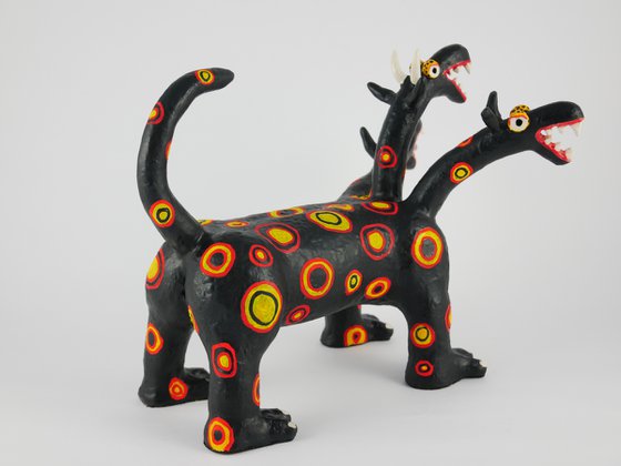 Black Cerberus with Colored Circles