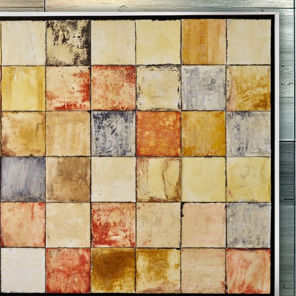 Geometric Cityscapes Painting By Xavi Castel, 83 X 51", Patchwork 60, Original Artwork