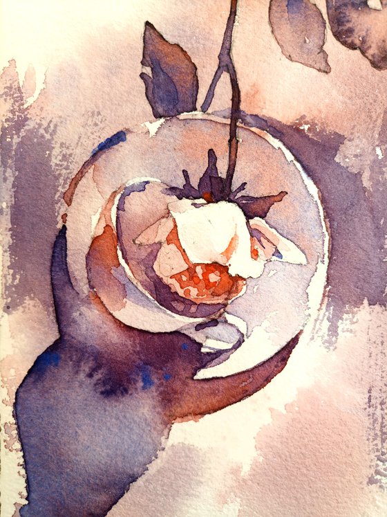 "Rose. Dance of light and shadow" original watercolor artwork
