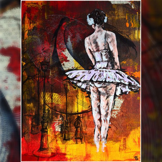 Midnight Ballerina - Original Modern Ballerina Dancer Portrait Art Painting on Canvas Ready To Hang